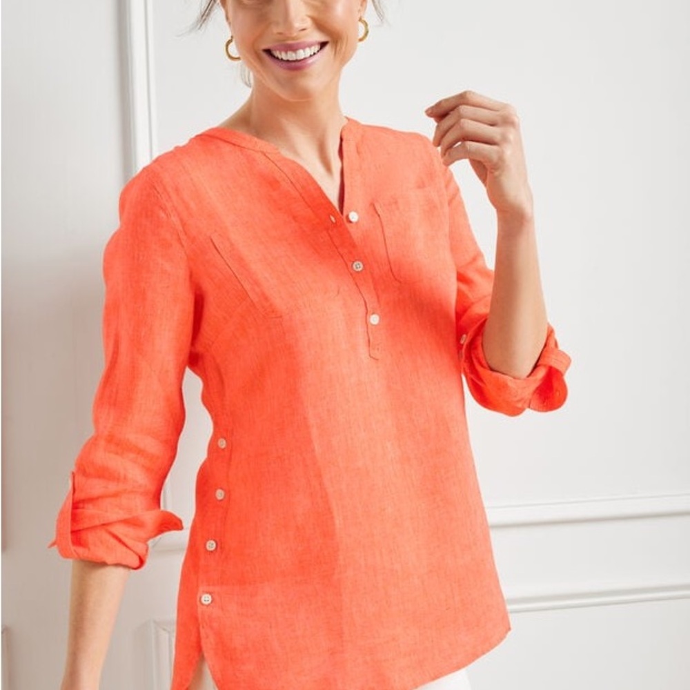 Talbots Women's Coral Line  Button-Up Top, size XL